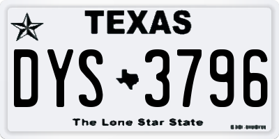 TX license plate DYS3796