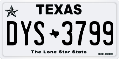 TX license plate DYS3799