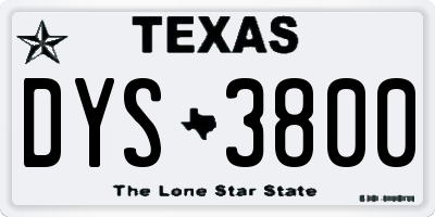 TX license plate DYS3800