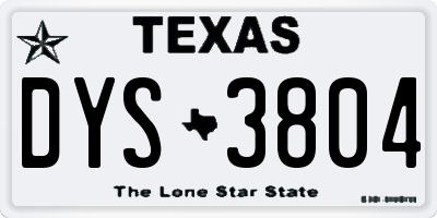 TX license plate DYS3804
