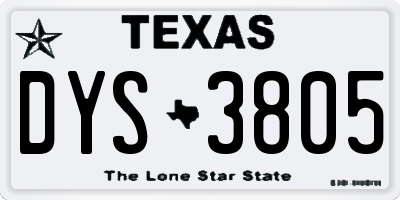 TX license plate DYS3805