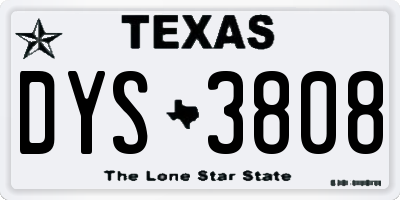 TX license plate DYS3808