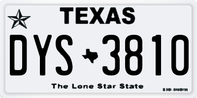 TX license plate DYS3810