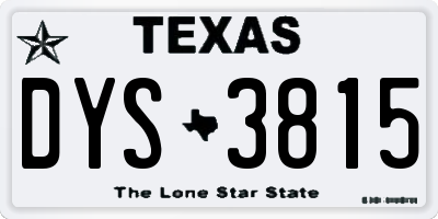 TX license plate DYS3815