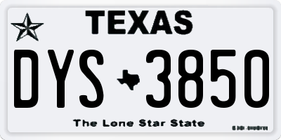 TX license plate DYS3850