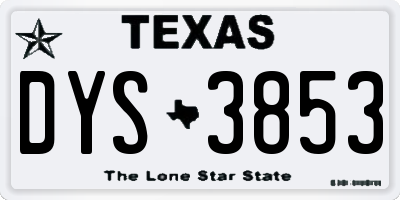 TX license plate DYS3853