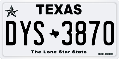 TX license plate DYS3870