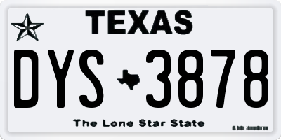 TX license plate DYS3878