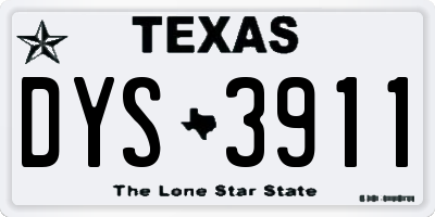 TX license plate DYS3911