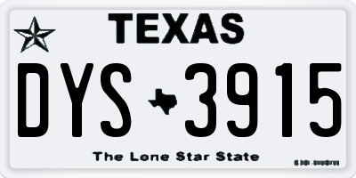 TX license plate DYS3915