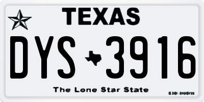 TX license plate DYS3916