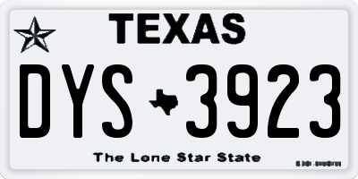 TX license plate DYS3923