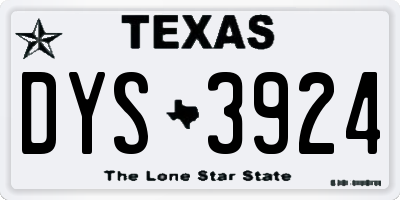 TX license plate DYS3924