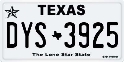 TX license plate DYS3925