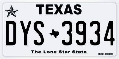 TX license plate DYS3934