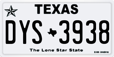 TX license plate DYS3938