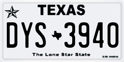 TX license plate DYS3940