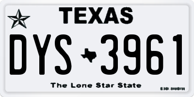 TX license plate DYS3961