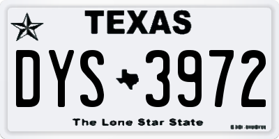 TX license plate DYS3972