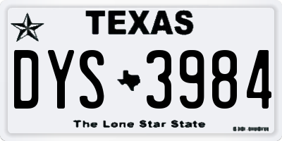 TX license plate DYS3984