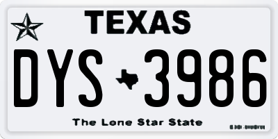 TX license plate DYS3986
