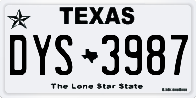 TX license plate DYS3987