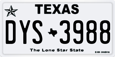 TX license plate DYS3988