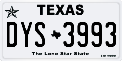TX license plate DYS3993