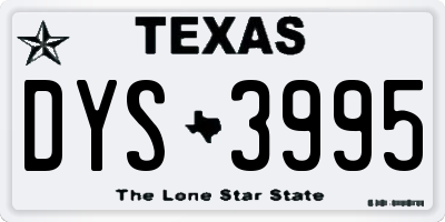 TX license plate DYS3995