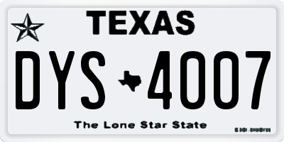 TX license plate DYS4007