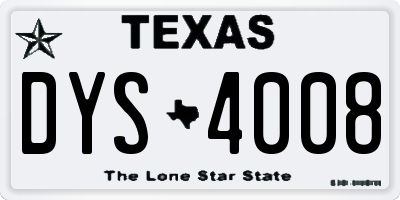 TX license plate DYS4008
