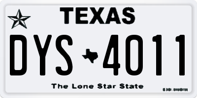 TX license plate DYS4011