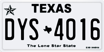 TX license plate DYS4016