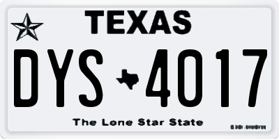 TX license plate DYS4017