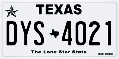 TX license plate DYS4021