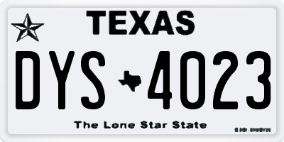 TX license plate DYS4023