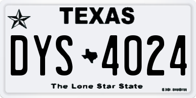 TX license plate DYS4024