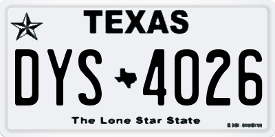 TX license plate DYS4026