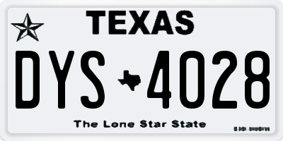 TX license plate DYS4028