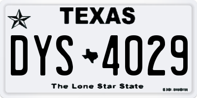 TX license plate DYS4029
