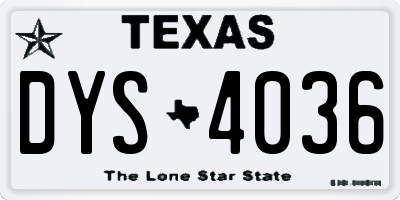TX license plate DYS4036