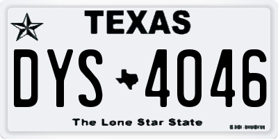 TX license plate DYS4046