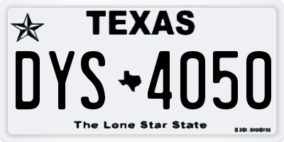 TX license plate DYS4050