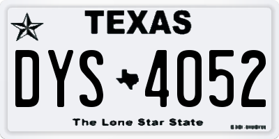 TX license plate DYS4052