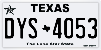 TX license plate DYS4053