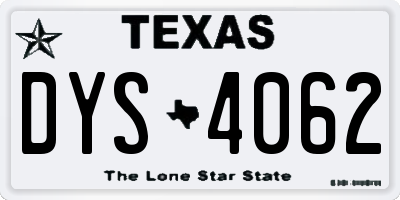 TX license plate DYS4062