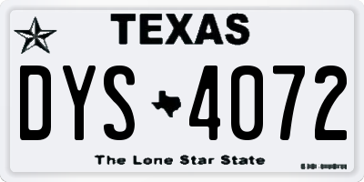 TX license plate DYS4072
