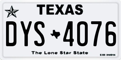 TX license plate DYS4076