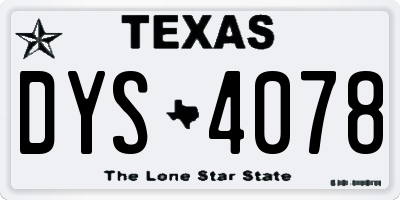 TX license plate DYS4078