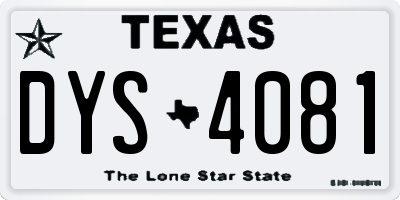 TX license plate DYS4081